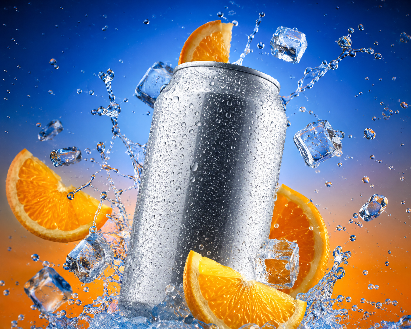 冰镇饮料罐飞溅广告图Beverage Ad